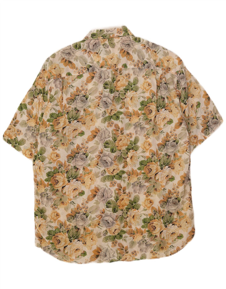 Anonima Camicie Kortærmet Herreskjorte Størrelse 40/41 Medium Beige Floral