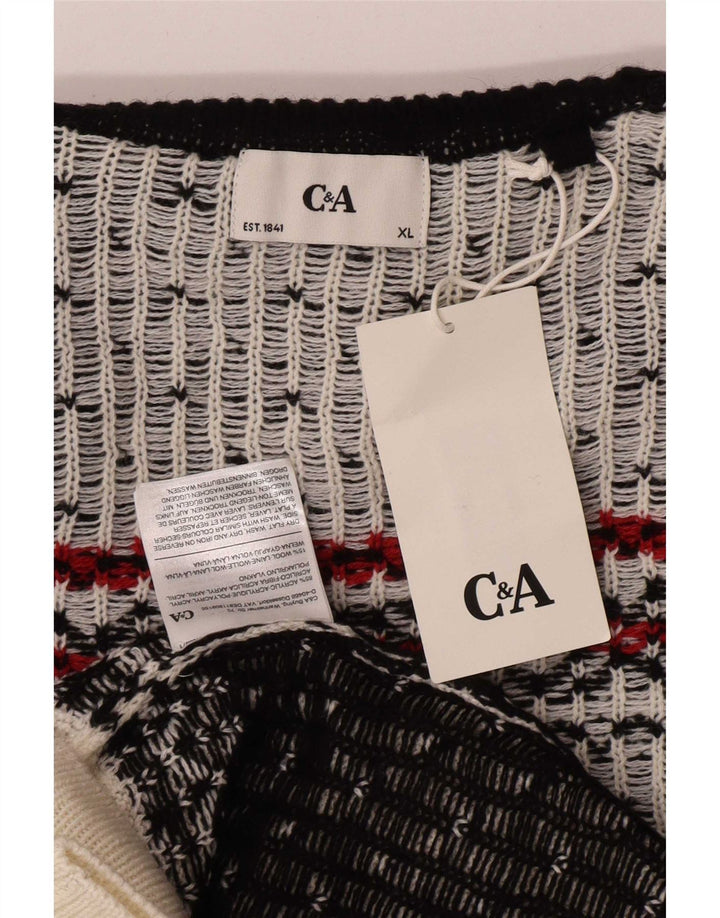 C&A Herre rullehalstrøje XL White Fair Isle Akryl
