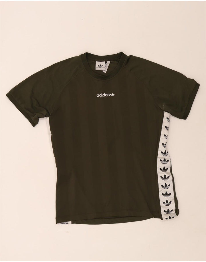 Adidas Herre grafisk T-shirt Top Stor Khaki Colourblock Polyester