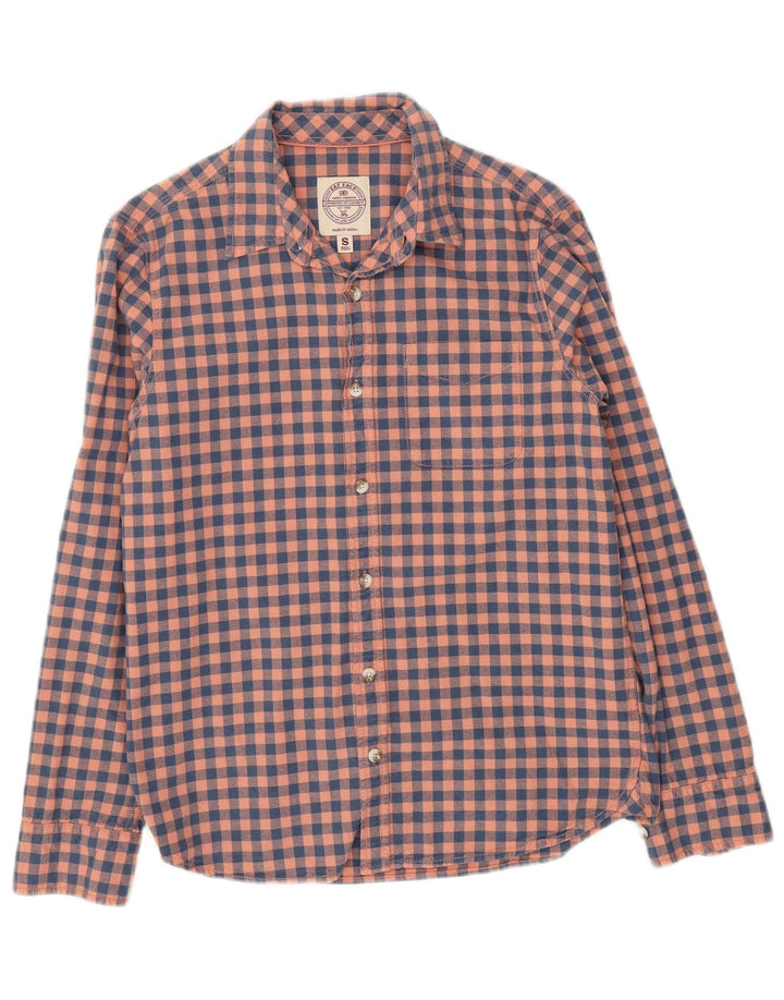 FAT FACE Mens Shirt Small Orange Gingham Cotton