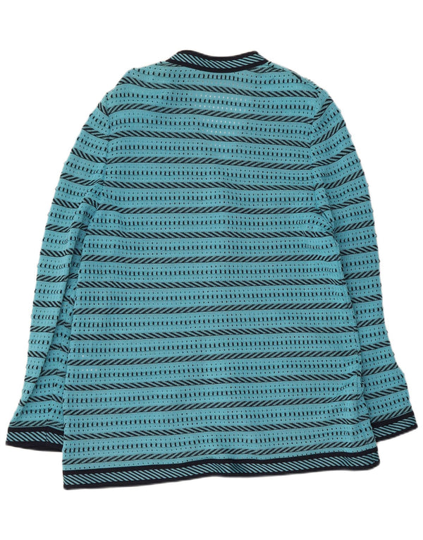 Liola dame cardigan sweater UK 14 Stor blå stribet bomuld