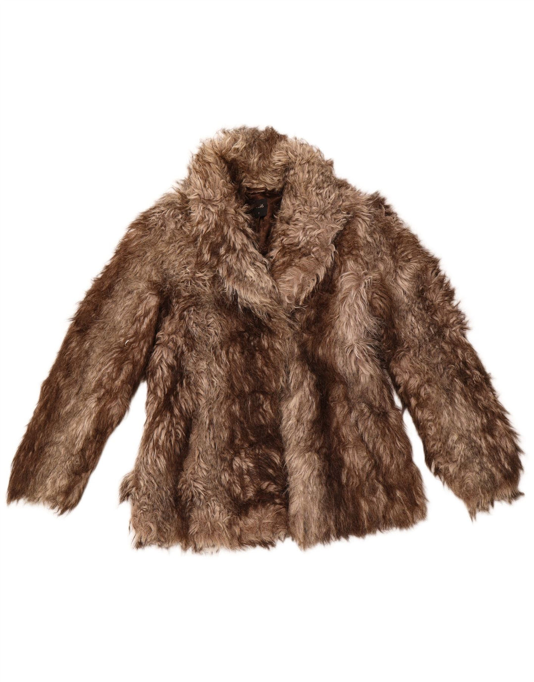 OASIS Dame imiteret Pelsjakke UK 10 Lille brun stribet akryl