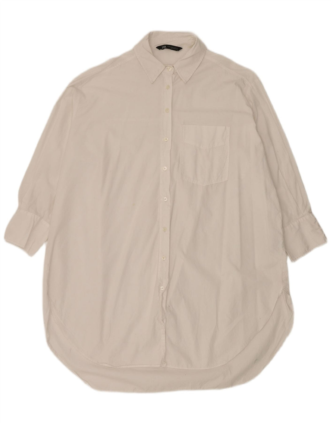 ZARA Oversized skjortekjole til kvinder UK 14 Medium White Bomuld