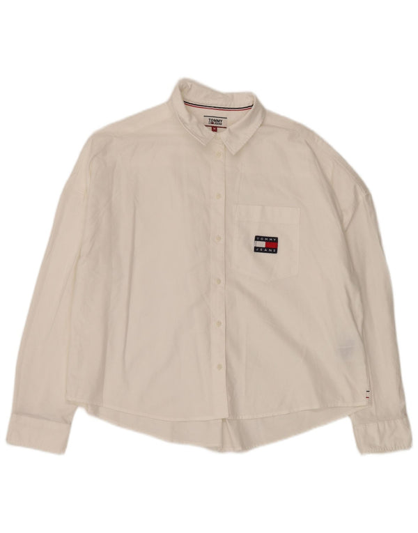 Tommy Hilfiger Dame Oversized Skjorte UK 14 Medium Hvid Bomuld