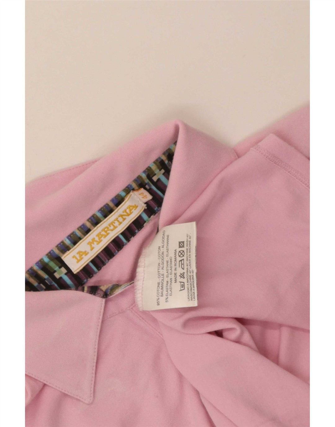 La Martina Dame Grafisk Polo Shirt IT 44 Medium Pink Bomuld