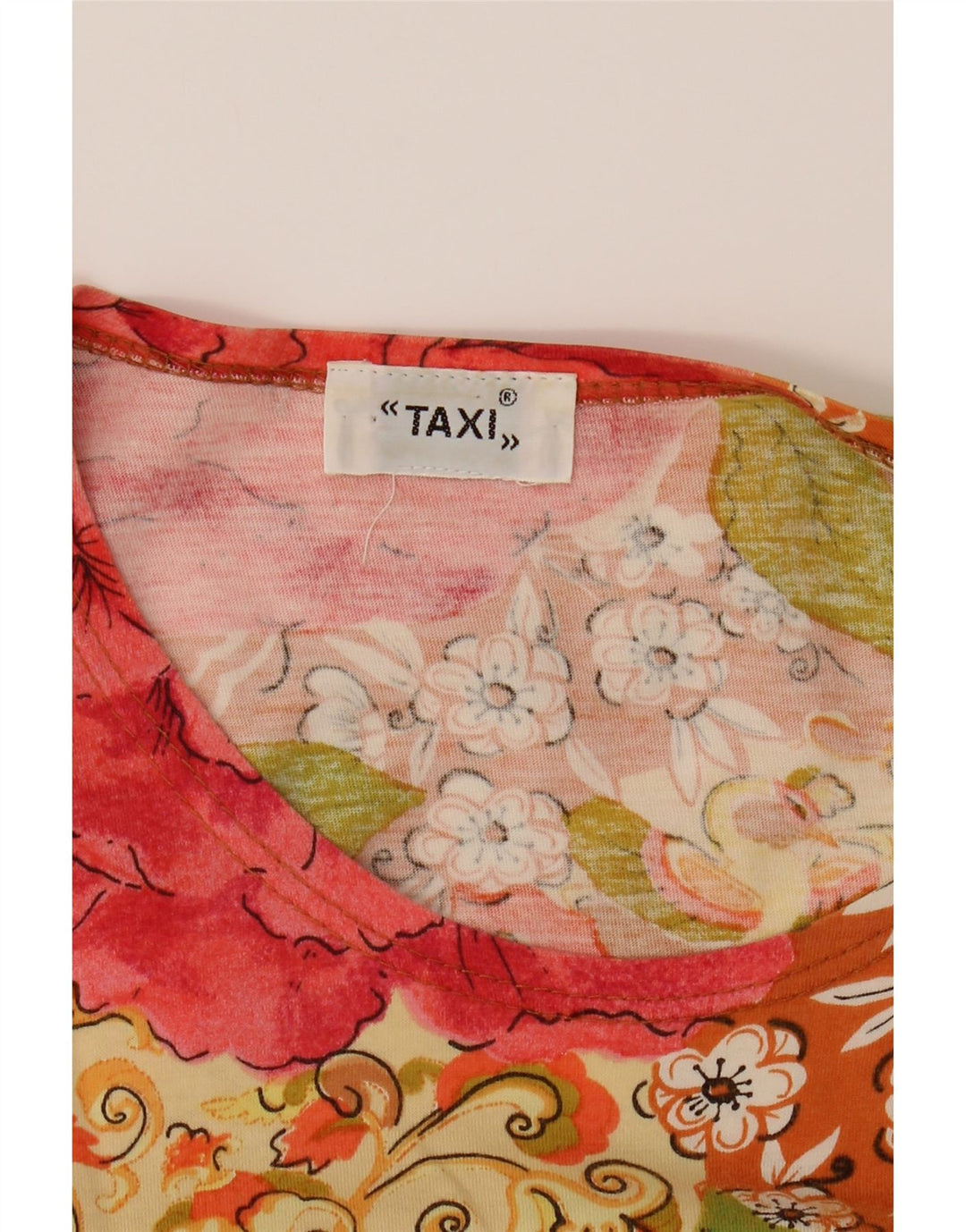 VINTAGE Womens T-Shirt Top UK 10 Small Multicoloured Floral Vintage Vintage and Second-Hand Vintage from Messina Hembry 