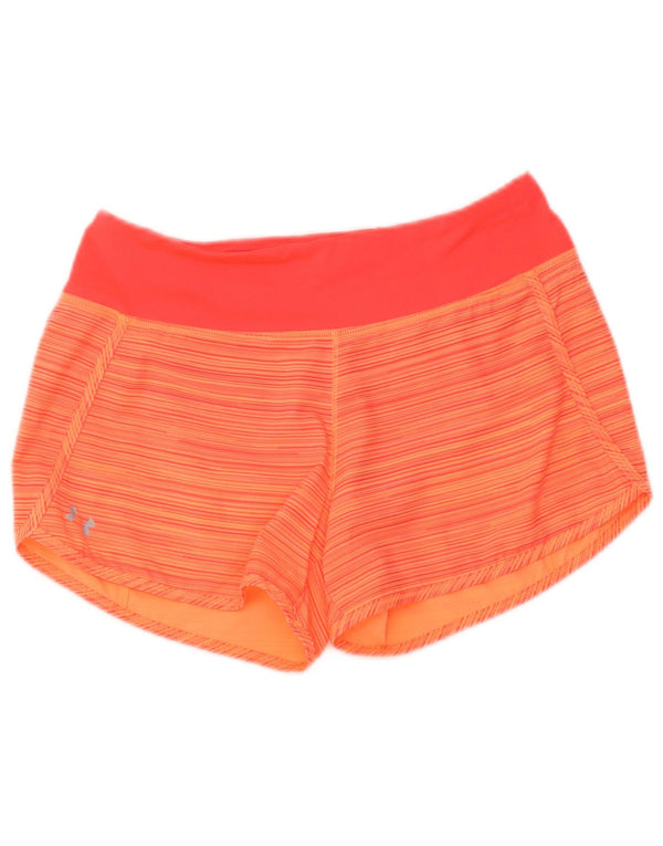 Under Armour Dame Heat Gear Sports Shorts UK 10 Small Orange Stribet