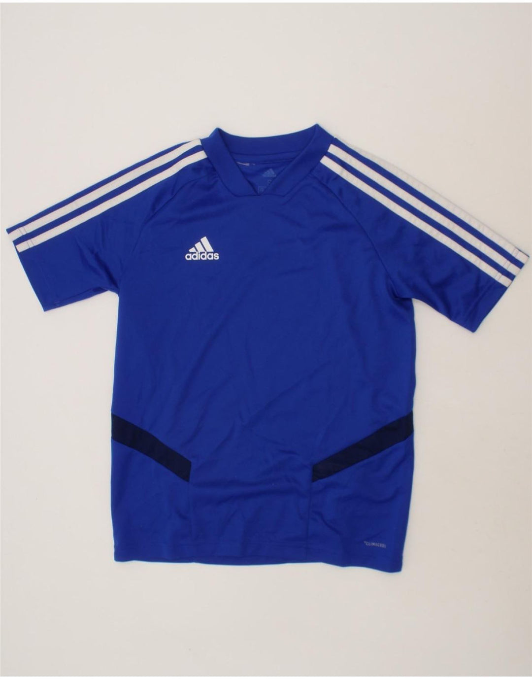 ADIDAS Boys Climacool T-Shirt Top 9-10 Years Blue Colourblock Polyester Vintage Adidas and Second-Hand Adidas from Messina Hembry 