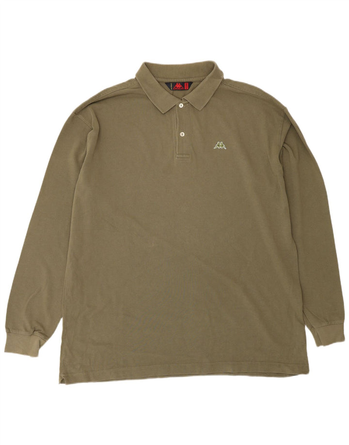 Kappa Langærmet Polo Shirt til mænd 2XL Khaki Bomuld