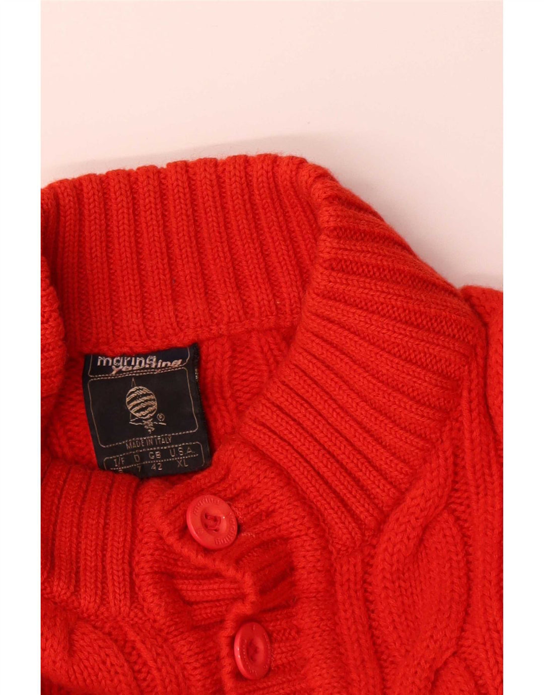 Marina Yachting Herre Button Neck Jumper Sweater UK 42 Stor Rød Uld