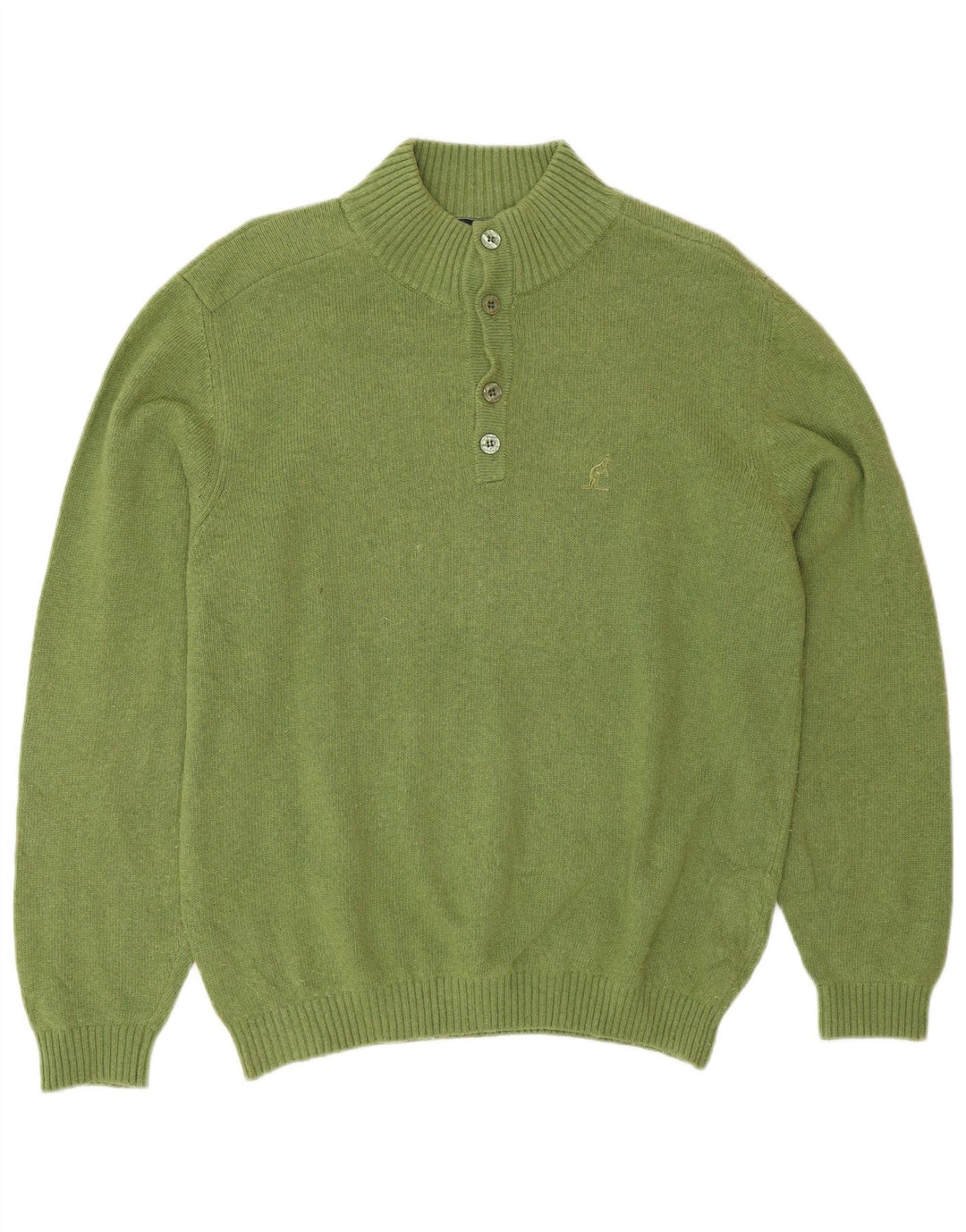 AUSTRALIAN L'ALPINA Herre Button Neck Jumper Sweater IT 48 Medium Green