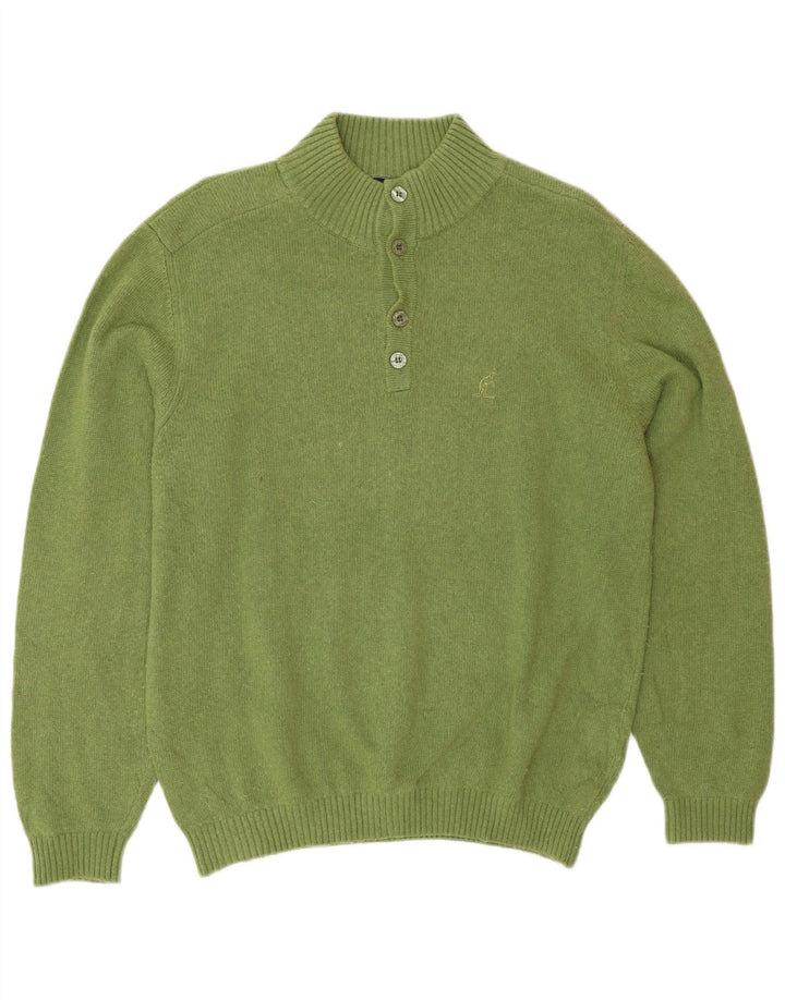 AUSTRALIAN L'ALPINA Herre Button Neck Jumper Sweater IT 48 Medium Green