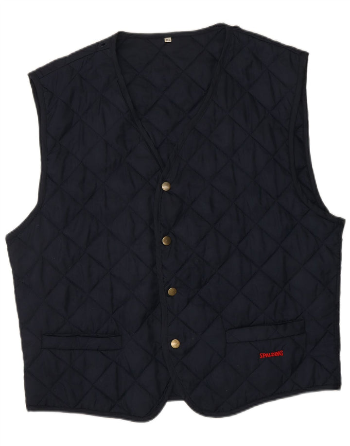 SPALDING Mens Quilted Gilet UK 38 Medium Navy Blue Vintage Spalding and Second-Hand Spalding from Messina Hembry 