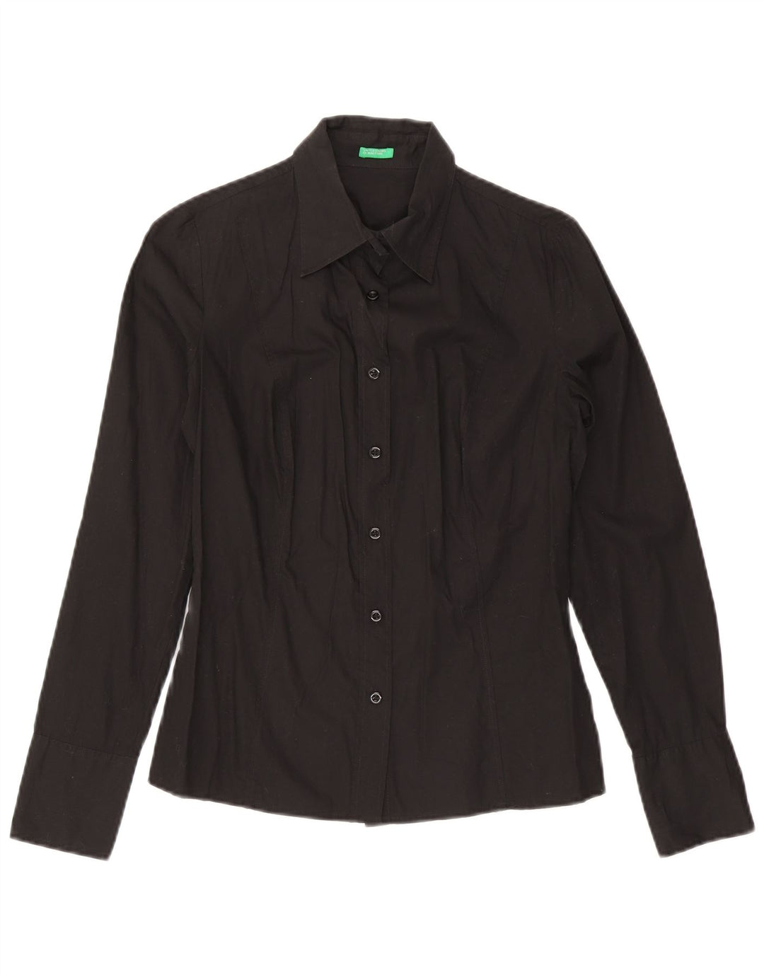 Benetton Dameskjorte UK 12 Medium Sort Bomuld