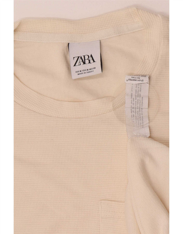 Zara Herre Top Langærmet Medium Off White Bomuld