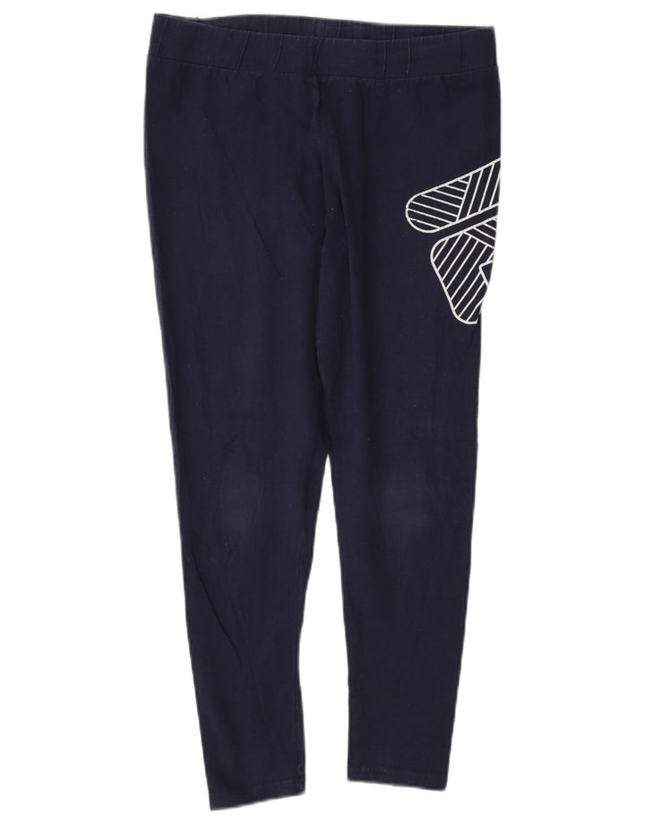 Fila Kvinders Grafiske Leggings UK 12 Medium Navyblå Bomuld