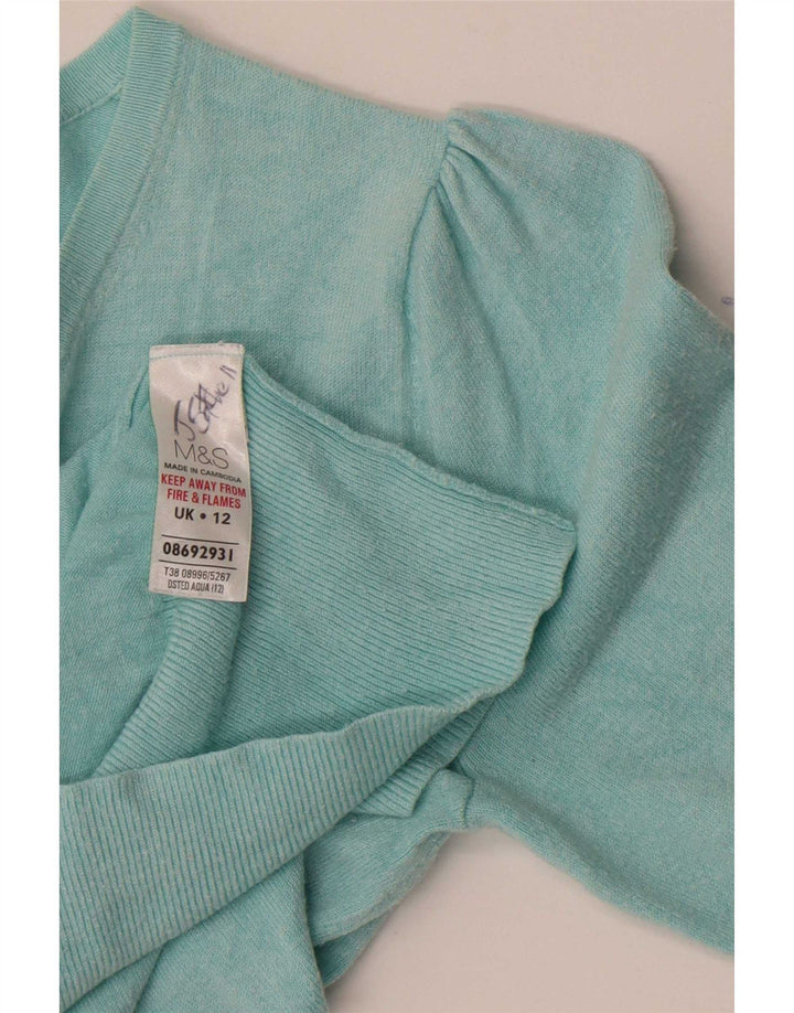 Marks & Spencer dame cardigan sweater UK 12 Medium turkis viskose