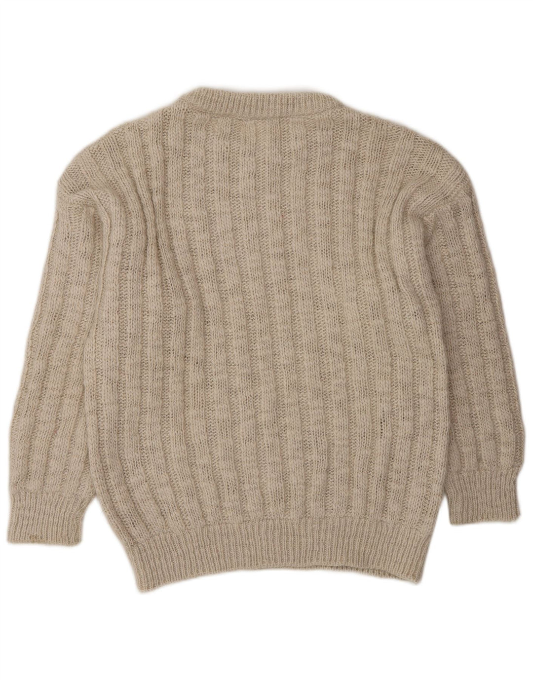 VINTAGE Herre Crew Neck trøje Sweater Large Beige