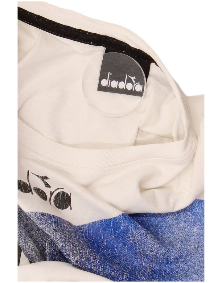 Diadora Herre Grafisk T-Shirt Top Lille Hvid