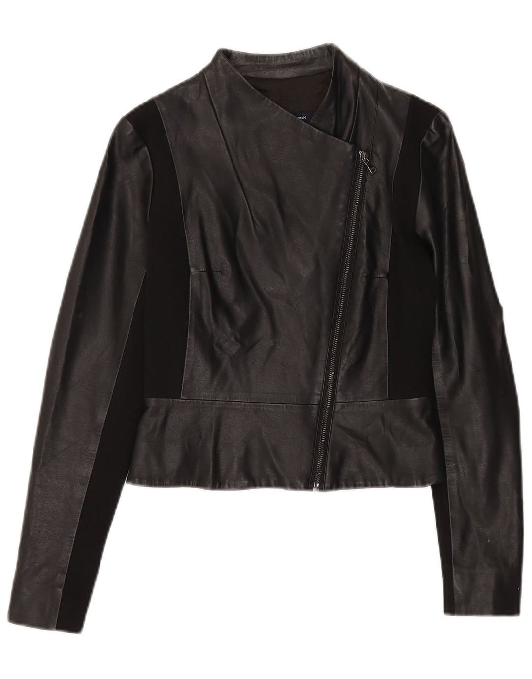 French Connection Womens Crop Biker Jacket UK 6 XS Sort polyurethan