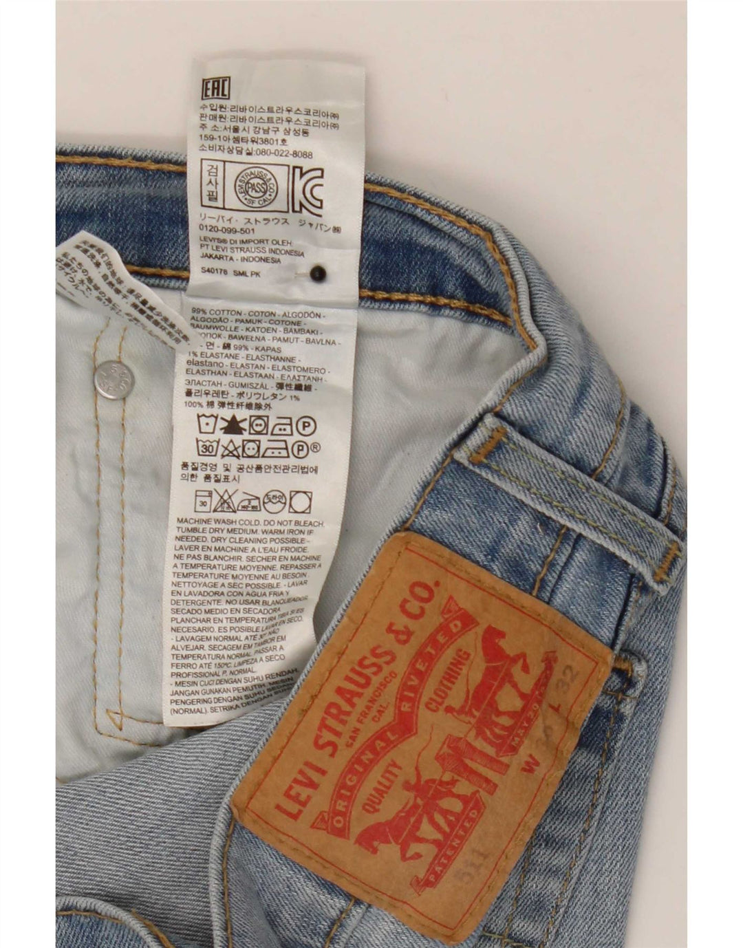 Levi's Herre 511 Slim Jeans W36 L32 Blå Bomuld