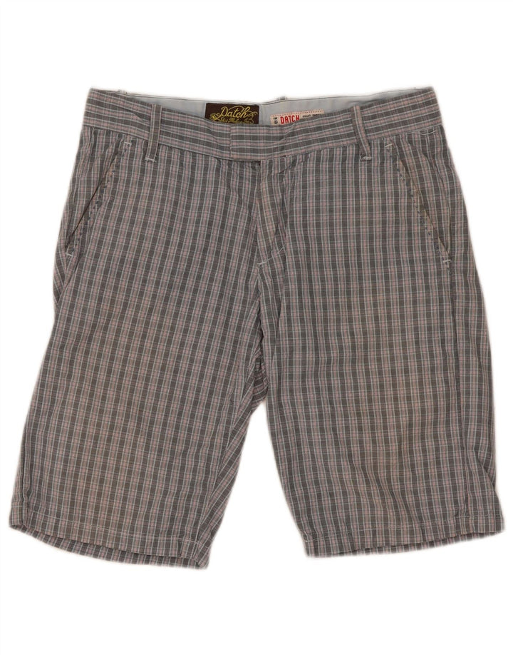 Datch Chino Shorts til mænd W28 Små grå ternet bomuld