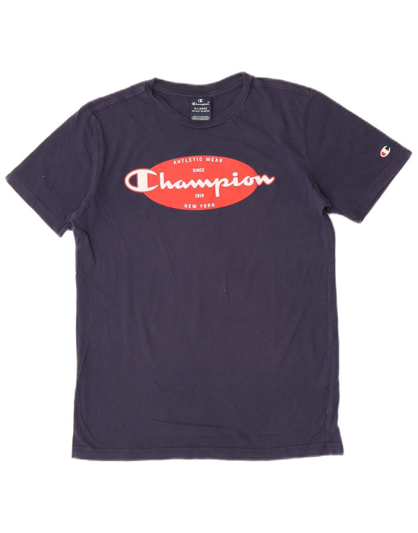 Champion Boys Grafisk T-Shirt Top 13-14 år XL Navy Blue
