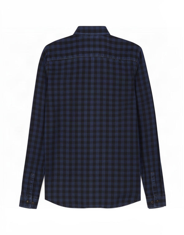 Jack & Jones Arbejdstøjsskjorte til mænd, lille marineblå Gingham bomuld