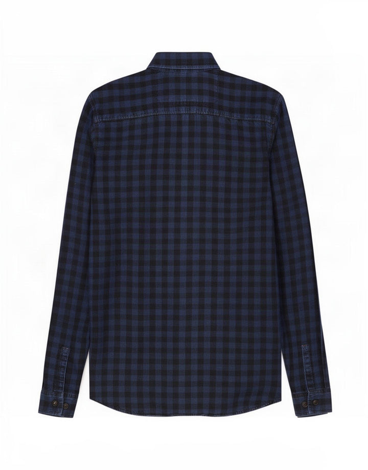Jack & Jones Arbejdstøjsskjorte til mænd, lille marineblå Gingham bomuld