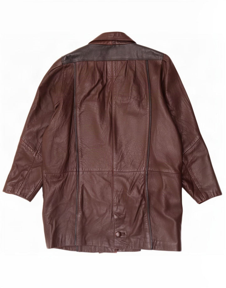 Sardar Dame Oversized Læderfrakke UK 16 Stor Brun