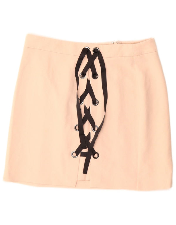 Topshop Dame Mini-nederdel UK 12 Medium W30 Beige Polyester