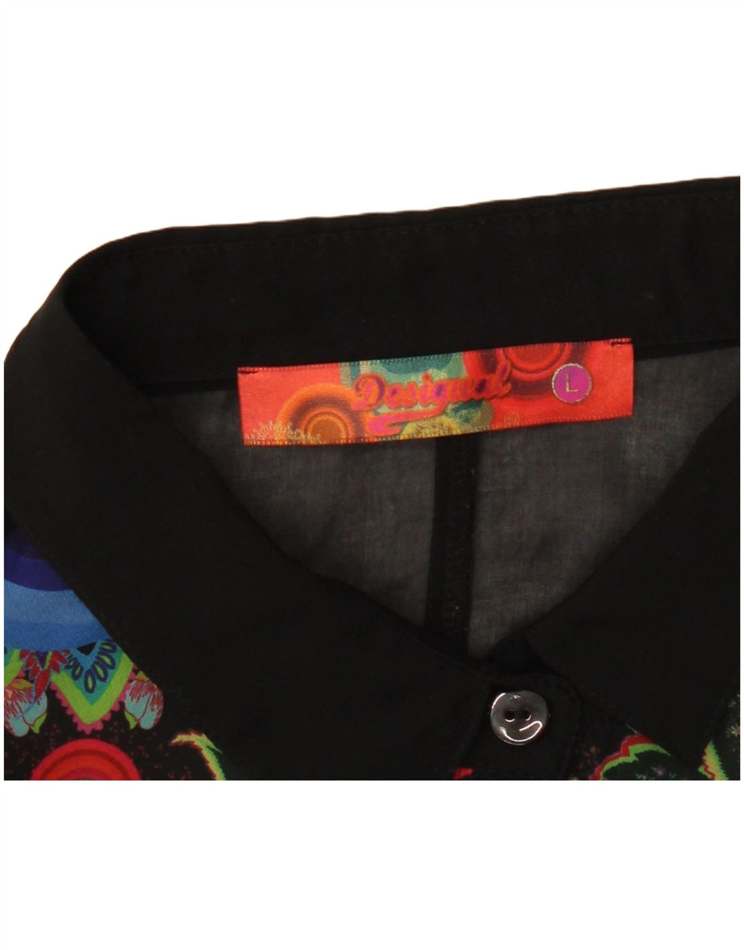 DESIGUAL Dame Se Through Shirt Bluse UK 16 Large Black Floral