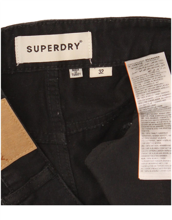 Superdry Dame Denim Højtaljede Hot Pants W32 Large Black Bomuld