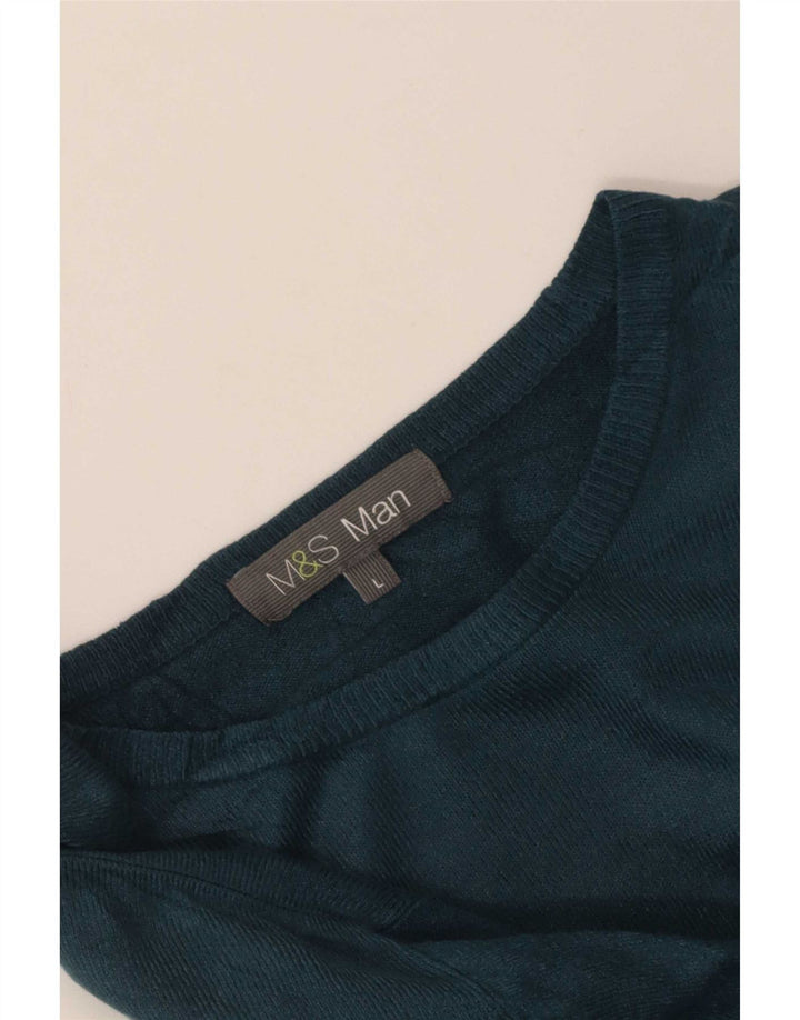 Marks & Spencer Herre Boat Neck Jumper Sweater Large Green