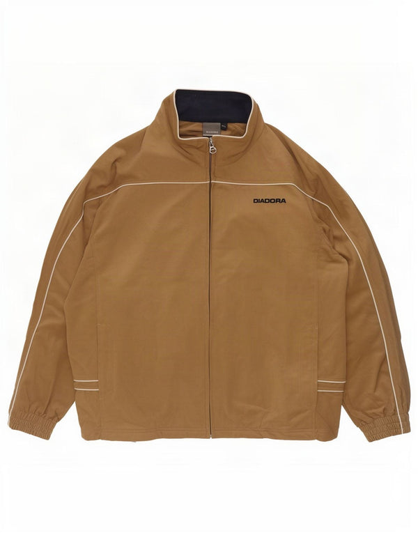 Diadora herre velour træningsdragt topjakke 2XL beige stribet polyester