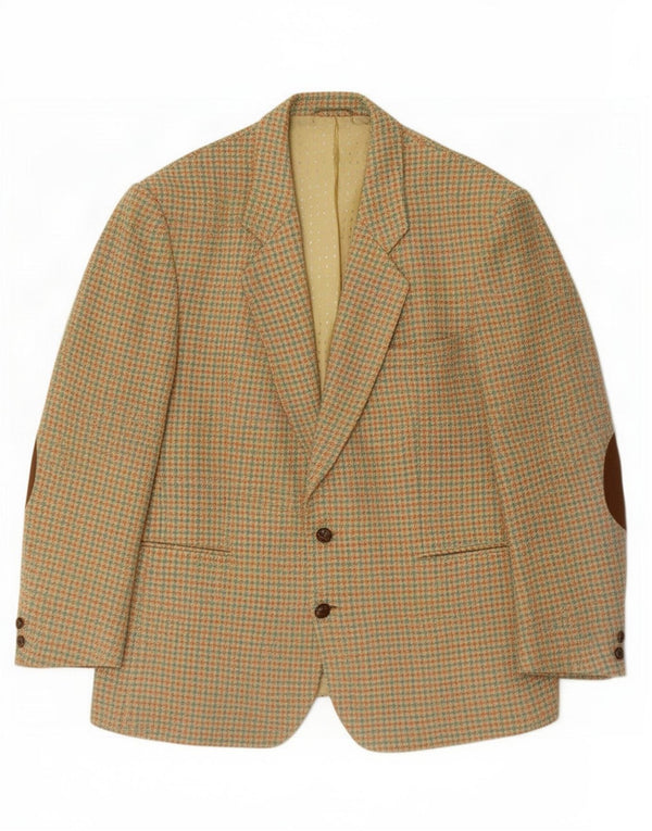 Vintage blazerjakke til mænd med 2 knapper IT 52 XL Grøn Houndstooth Uld