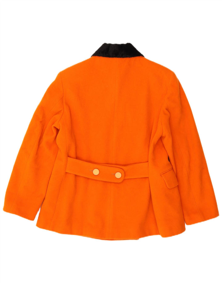 Vintage Dame Dobbeltradet Blazer Jacket UK 14 Medium Orange