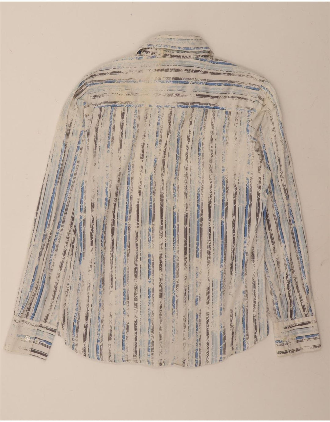 VINTAGE Mens Shirt Medium White Striped Cotton Vintage Vintage and Second-Hand Vintage from Messina Hembry 