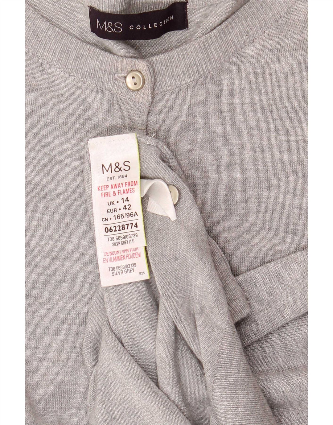 Marks & Spencer Dame Cardigan Sweater UK 14 Large Grå Flecked Viscose
