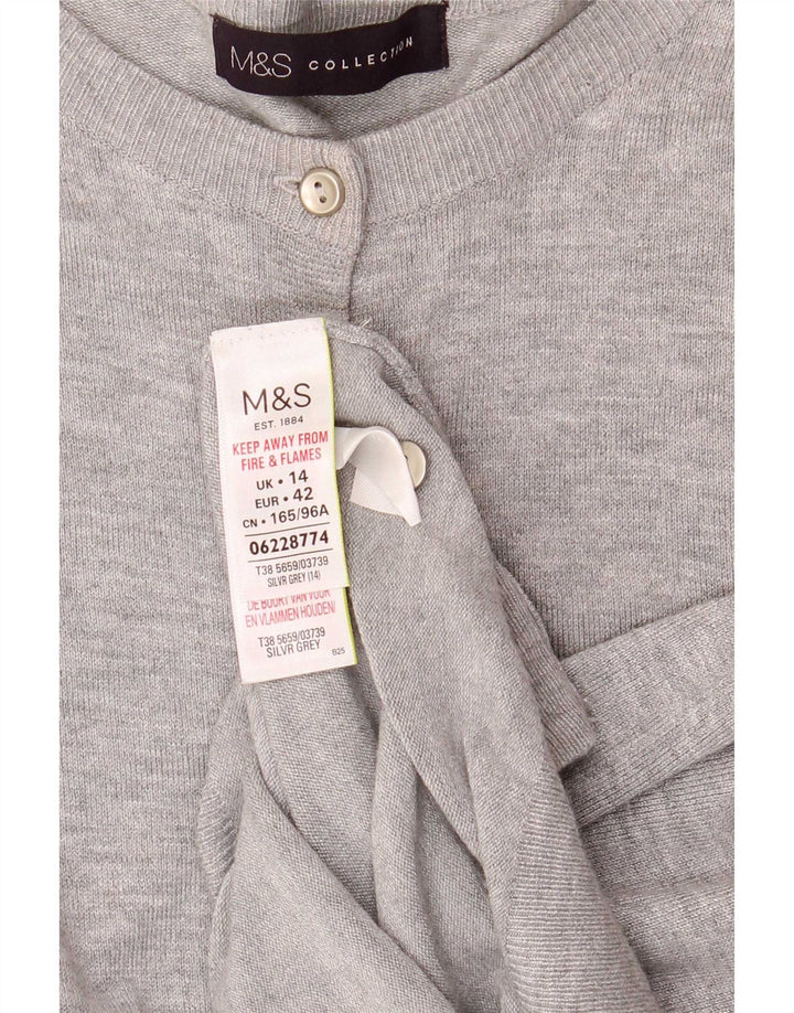 Marks & Spencer Dame Cardigan Sweater UK 14 Large Grå Flecked Viscose