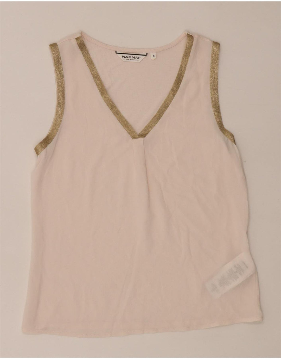 Naf Naf Dame See Through Vest Top UK 12 Medium Pink Polyester