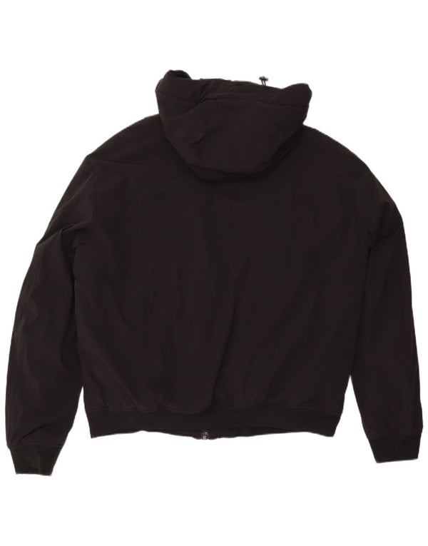 Zara Herre Hooded Bomber Jacket UK 42 XL Sort Polyester