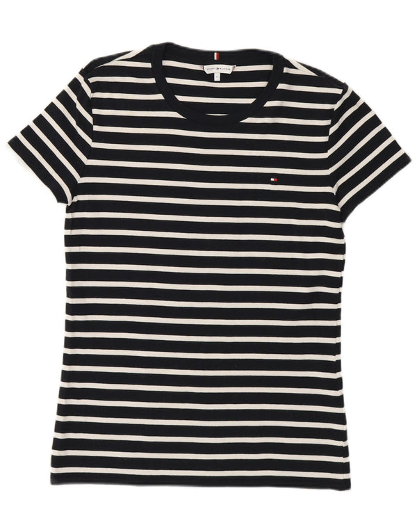 Tommy Hilfiger T-shirt top til kvinder UK 14 Stor marineblå stribet bomuld