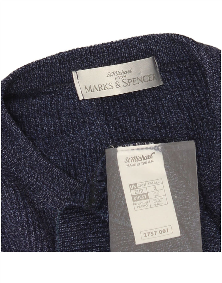 Marks & Spencer Herre sweater med rund hals, lille marineblå akryl