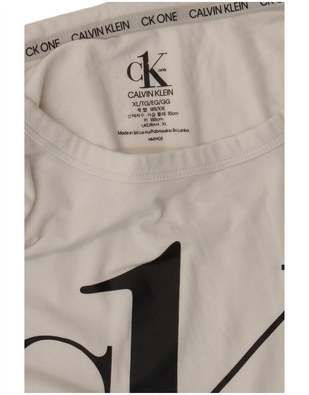 Calvin Klein Herre Grafisk T-Shirt Top XL Hvid
