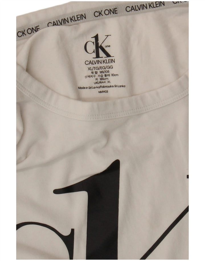 Calvin Klein Herre Grafisk T-Shirt Top XL Hvid