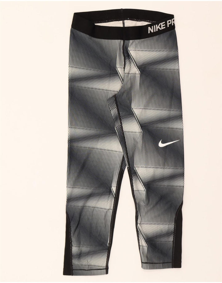 NIKE Womens Dri Fit Crop Leggings UK 12 Medium Grey Geometric Polyester Vintage Nike and Second-Hand Nike from Messina Hembry 