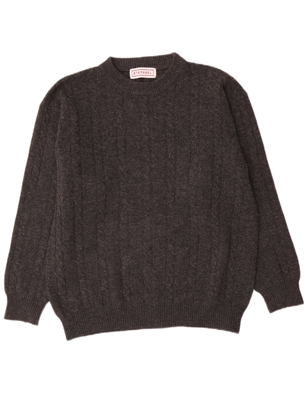 Stefanel Herre Crew Neck Jumper Sweater Medium Grey Uld