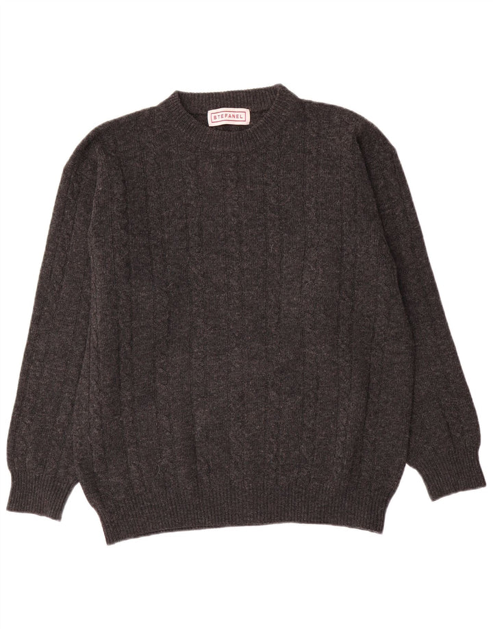 Stefanel Herre Crew Neck Jumper Sweater Medium Grey Uld