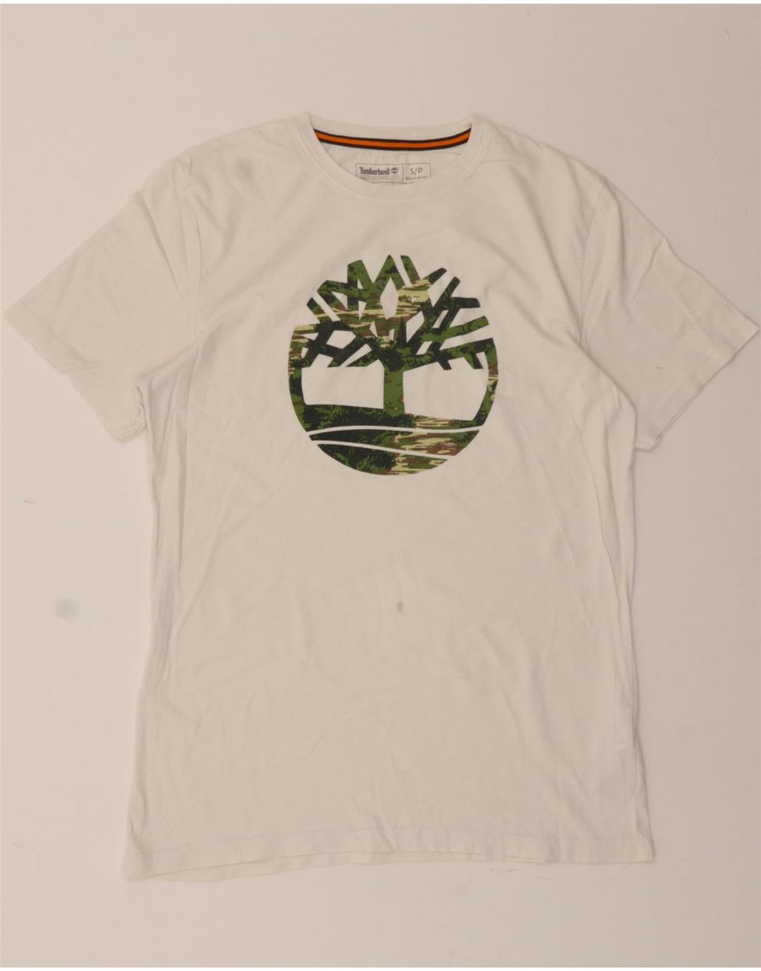 TIMBERLAND Mens Regular Fit Graphic T-Shirt Top Small White Cotton Vintage Timberland and Second-Hand Timberland from Messina Hembry 